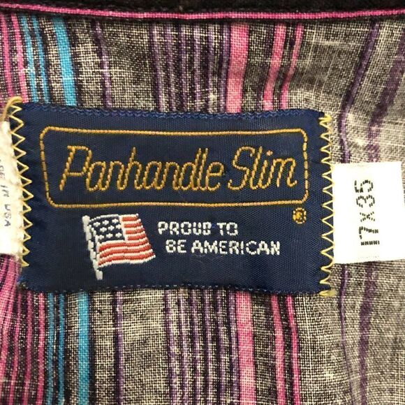 Vintage panhandle slim fit mens long sleeve. Western stripe size 17X35 - Picture 4 of 10